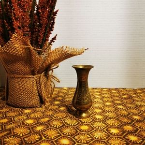 Vintage Brass Miniature Etched Bud Vase